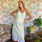 90's White&Green Viscose Dress