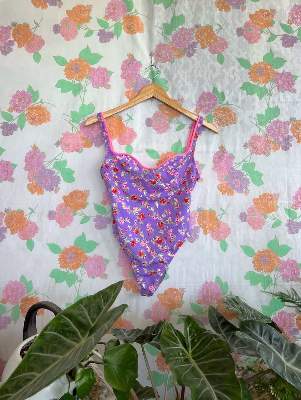 Lilac Flowery Vintage Swimsuit