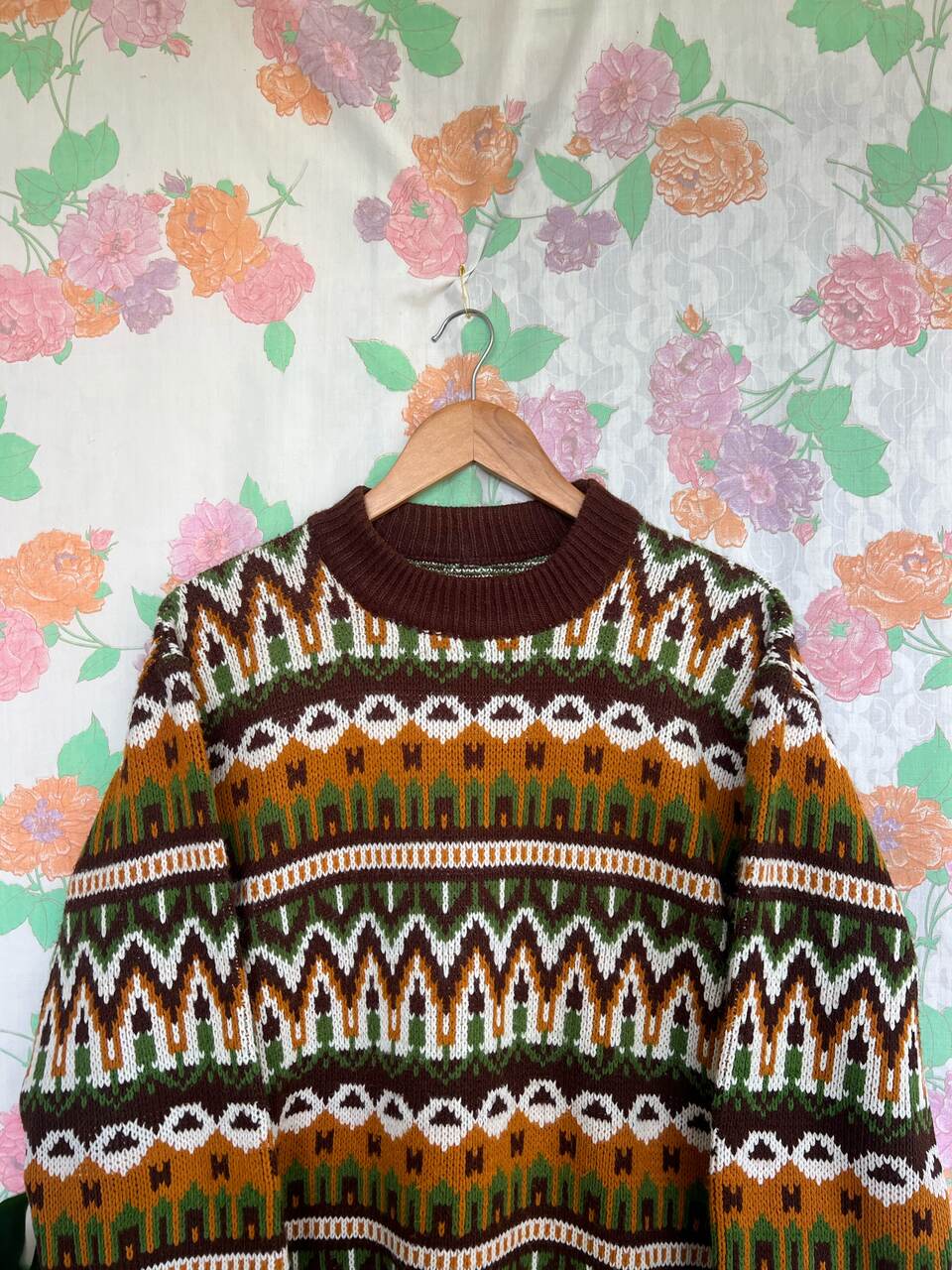 Vintage Ethnic Brown Sweater