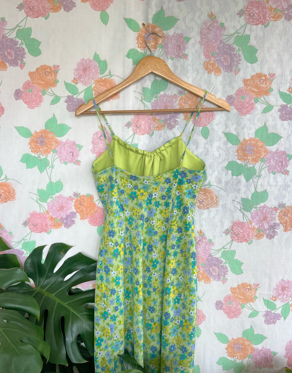 2000's Green Flower Print Dress