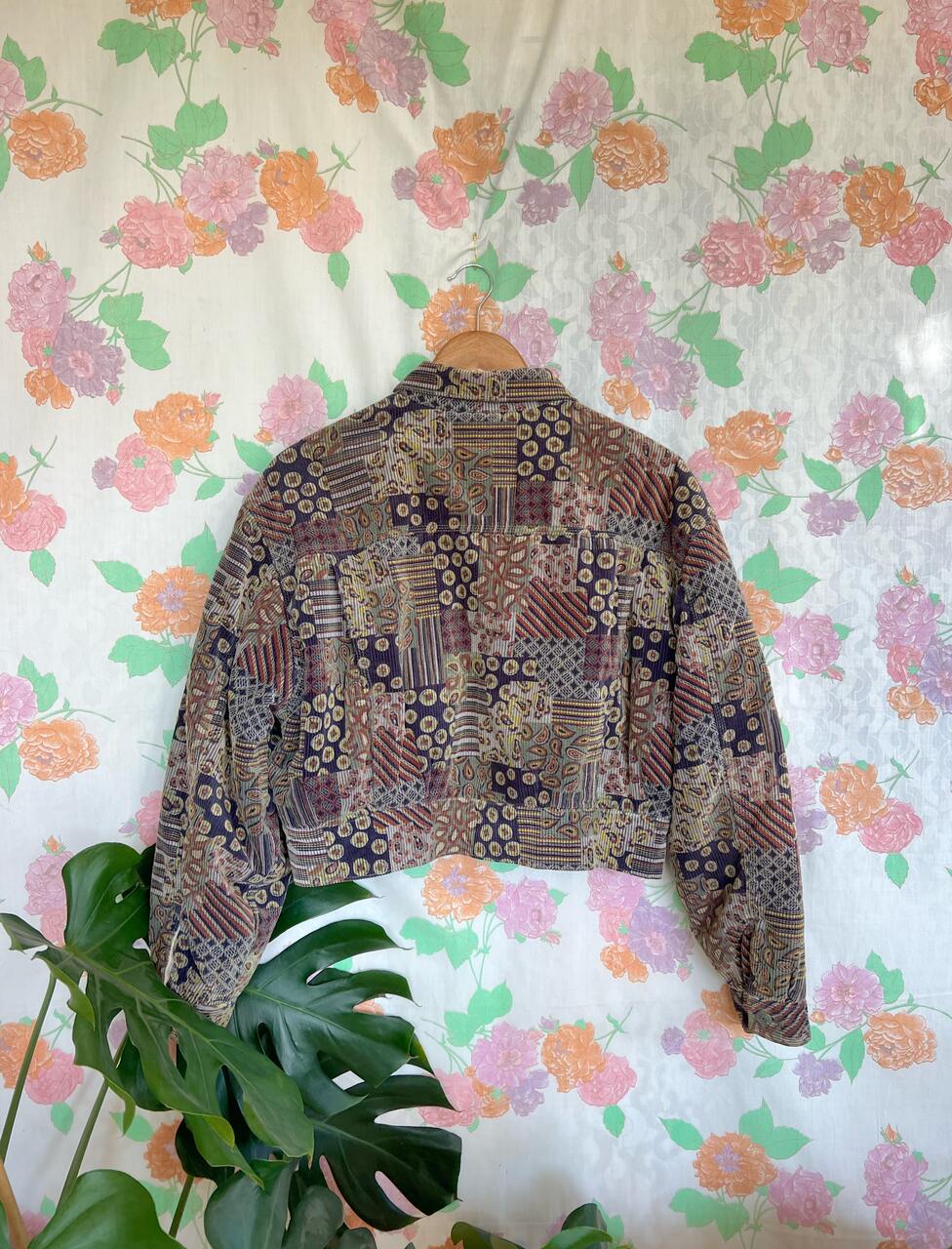 80's Printed Corduroy Cropped Bomber