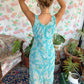 90's Aqua Flower Unique Dress