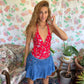 90's Red Iconic Floral Swimsuit