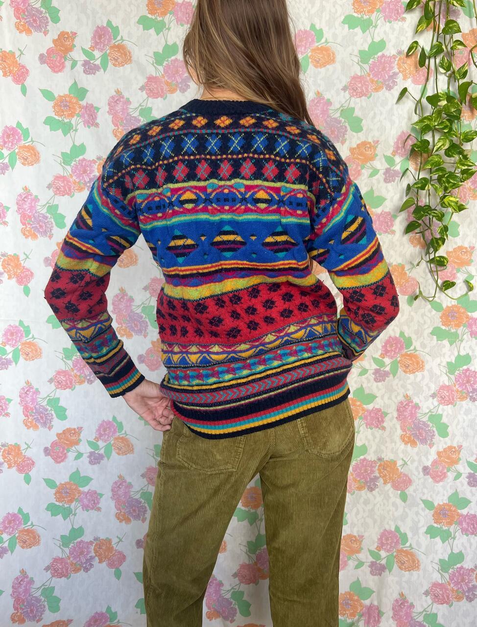 90's Warm Mix of Prints Sweater