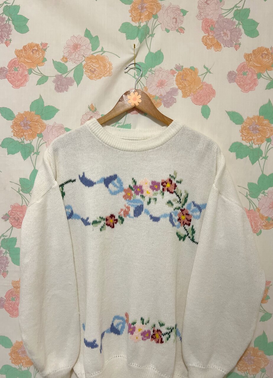 80's Floral Sweater