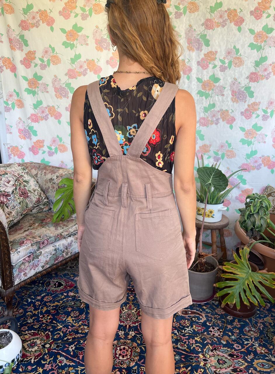 90's Brown Dungaree Romper