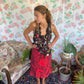 2000's Black Floral Tank Top
