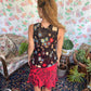 2000's Black Floral Tank Top