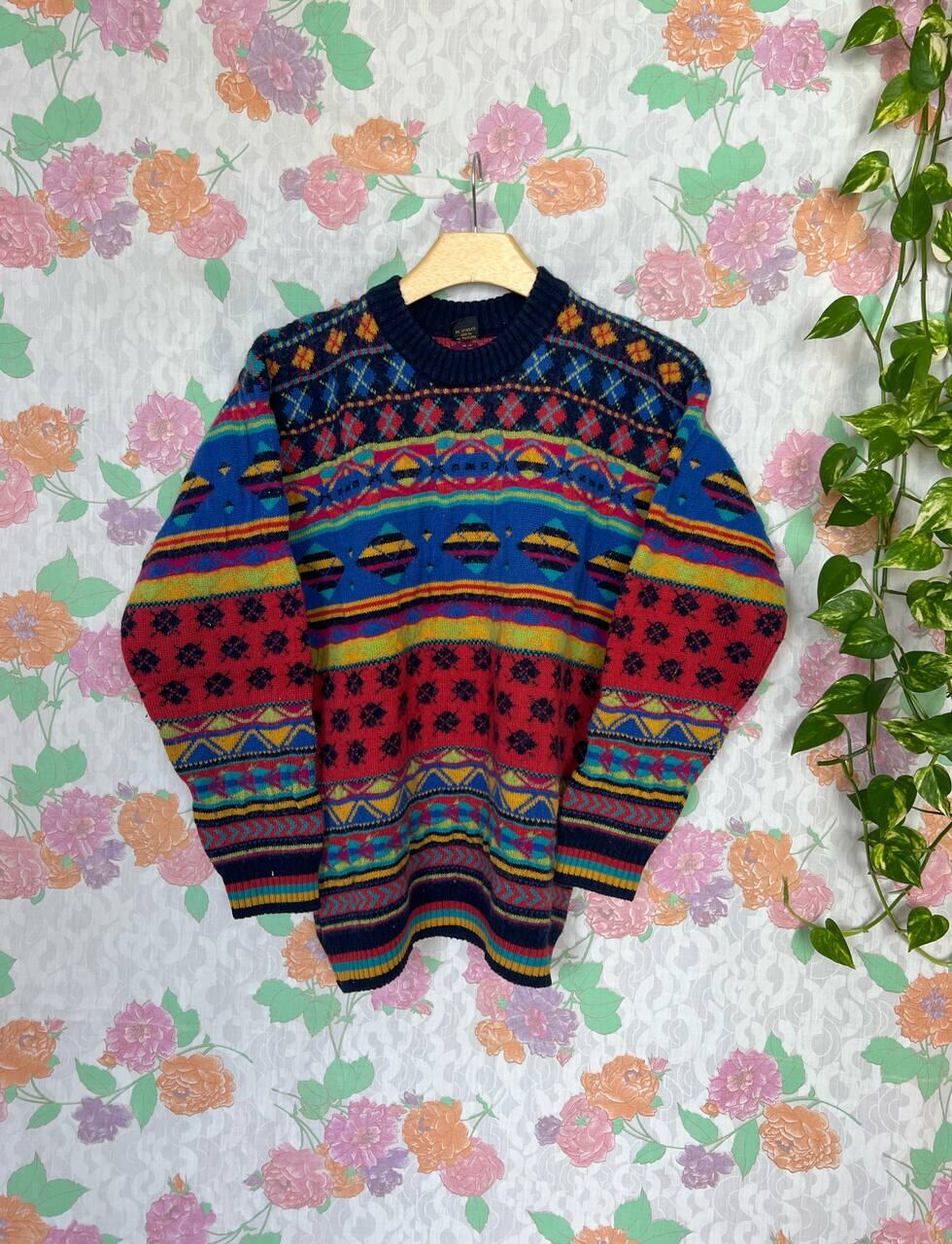 90's Warm Mix of Prints Sweater