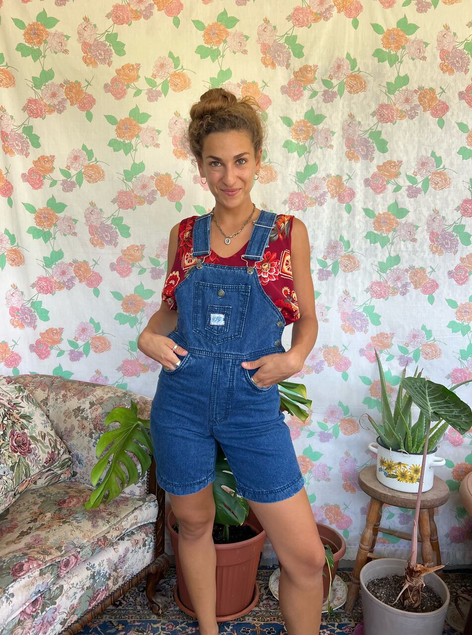 90's Dark Blue Denim Jumpsuit