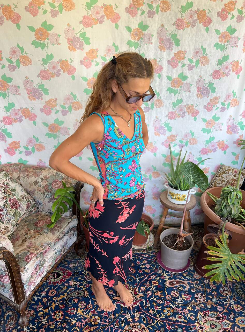 90's Blue Floral Tank Top