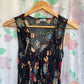 2000's Black Floral Tank Top