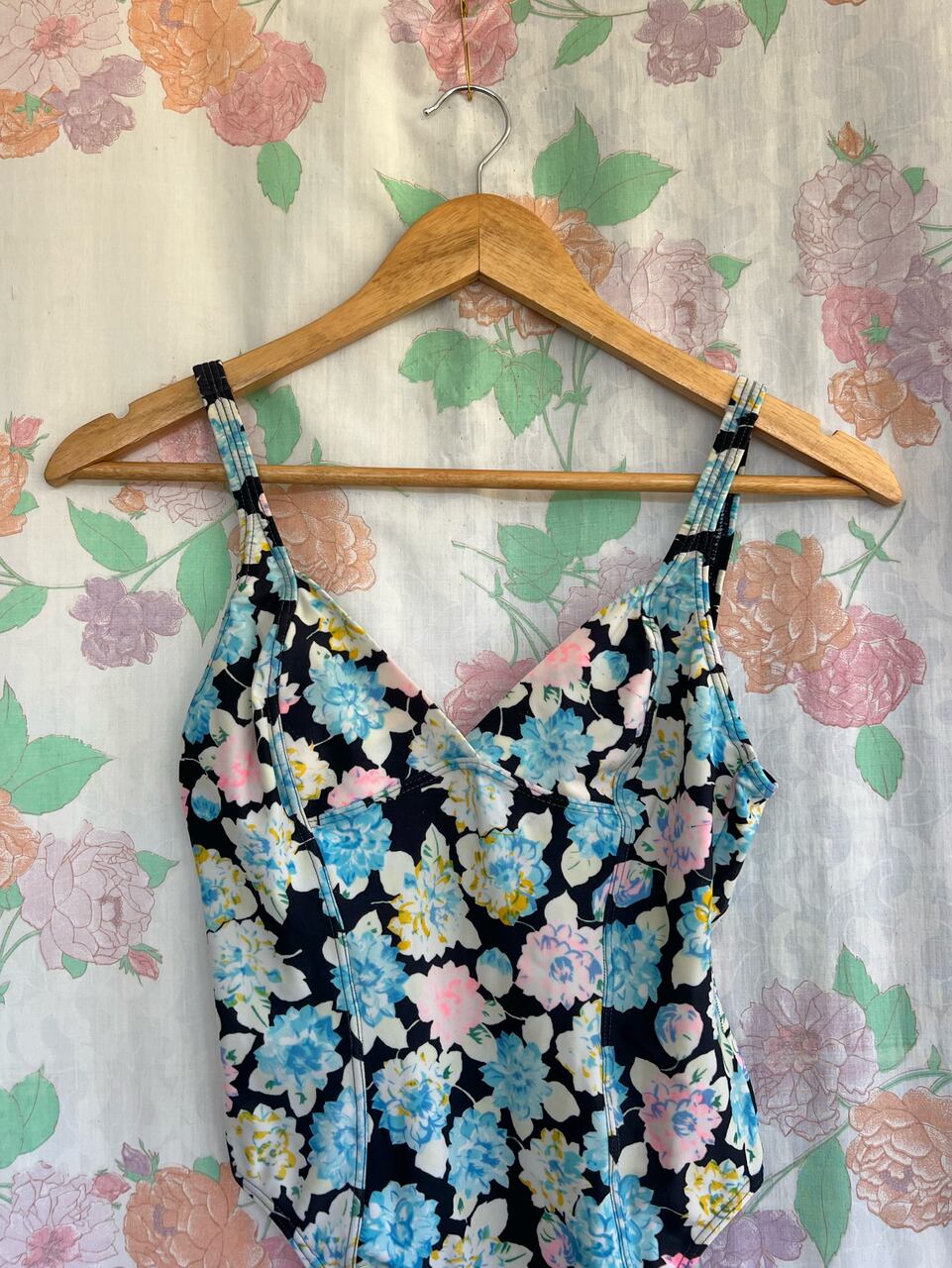 90's Black Floral Swimsuit