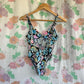 90's Black Floral Swimsuit