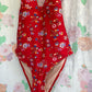 90's Red Iconic Floral Swimsuit