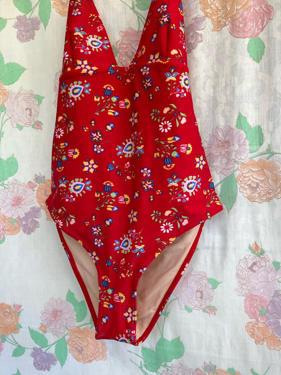 90's Red Iconic Floral Swimsuit