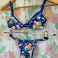 90's Deadstock Blue Flower Bikini