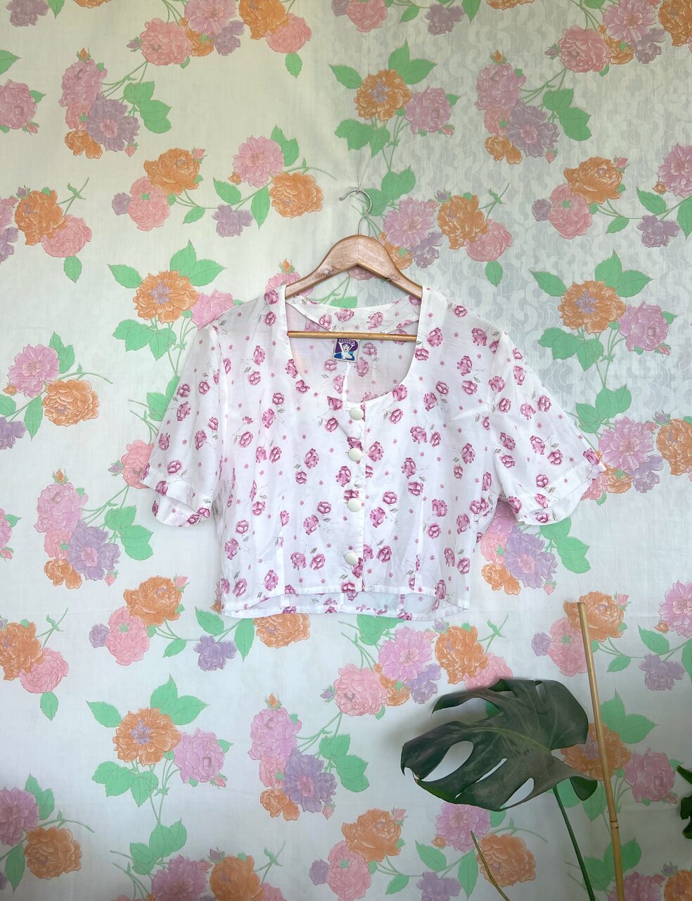 Floral Cotton Pink Cropped Top