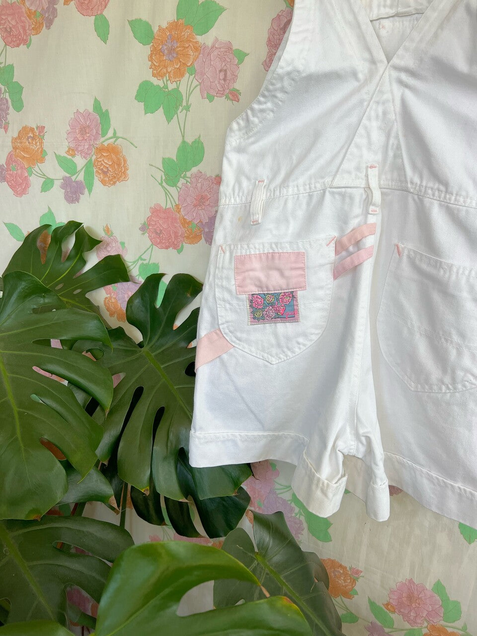 White Flowery Short Jumpsuit