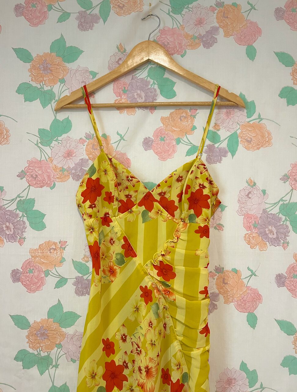 90's Yellow Detailed Floral Dress