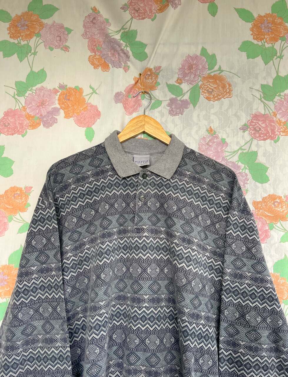 90's Ethnic Polo Sweater