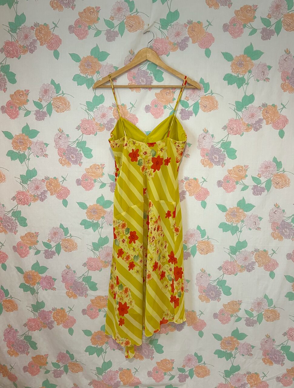 90's Yellow Detailed Floral Dress