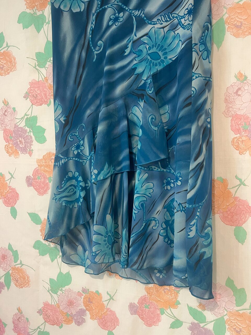 90's Blue Ruffle Skirt