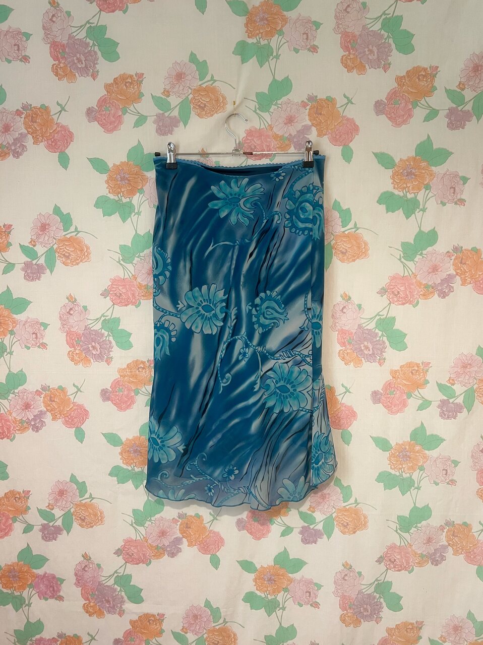 90's Blue Ruffle Skirt