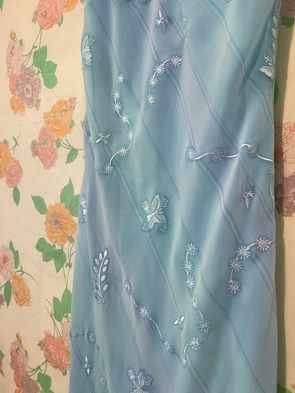 90’s Blue Embroidered Slip Dress