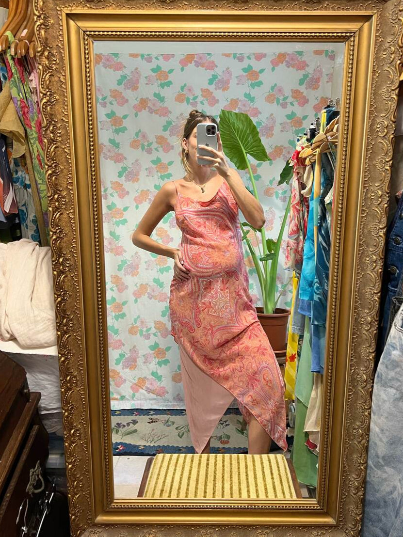 90's Pink Paisley Slip Dress