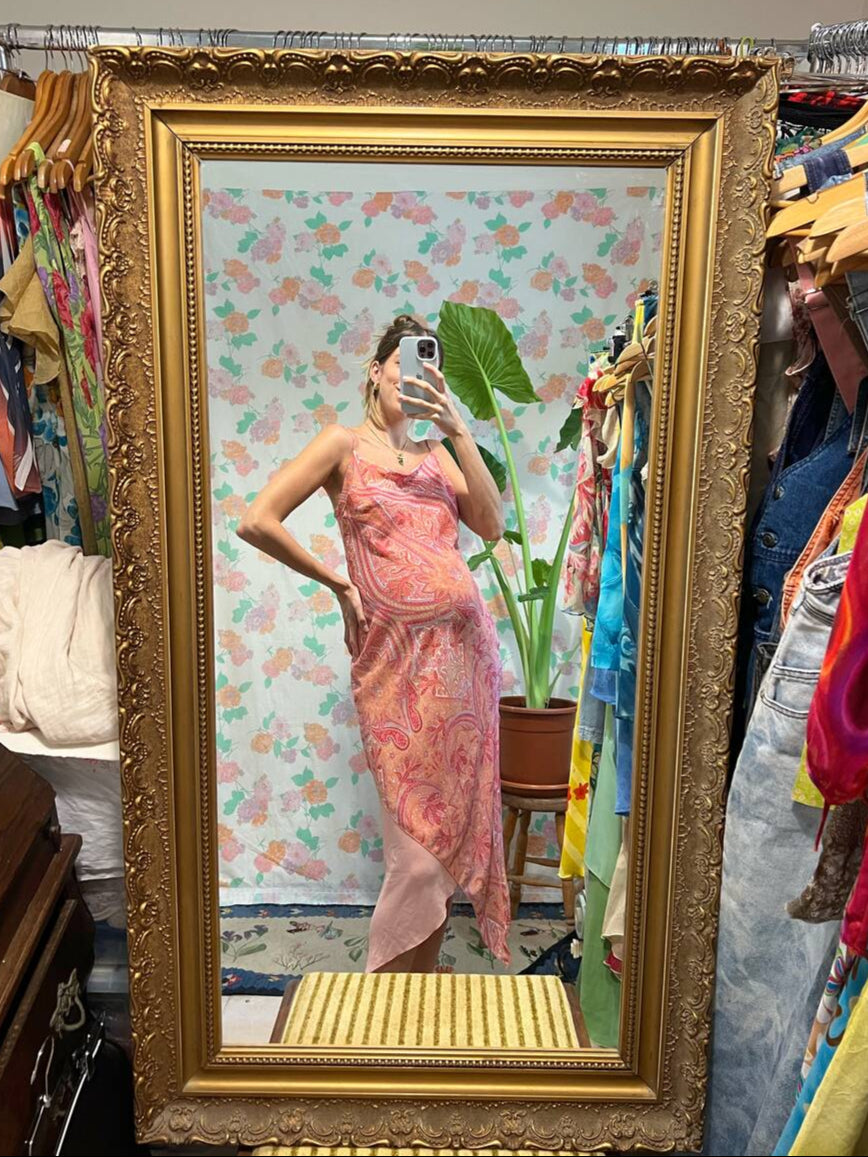 90's Pink Paisley Slip Dress