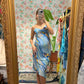 00's Blue Floral Patchwork Printed Dress