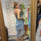 00's Blue Floral Patchwork Printed Dress