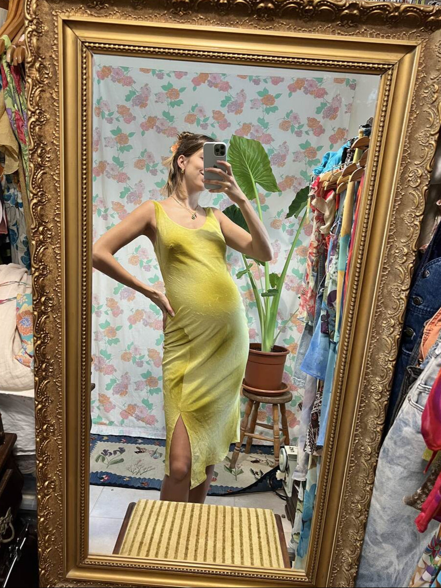 90's Lime Green Textured Dress