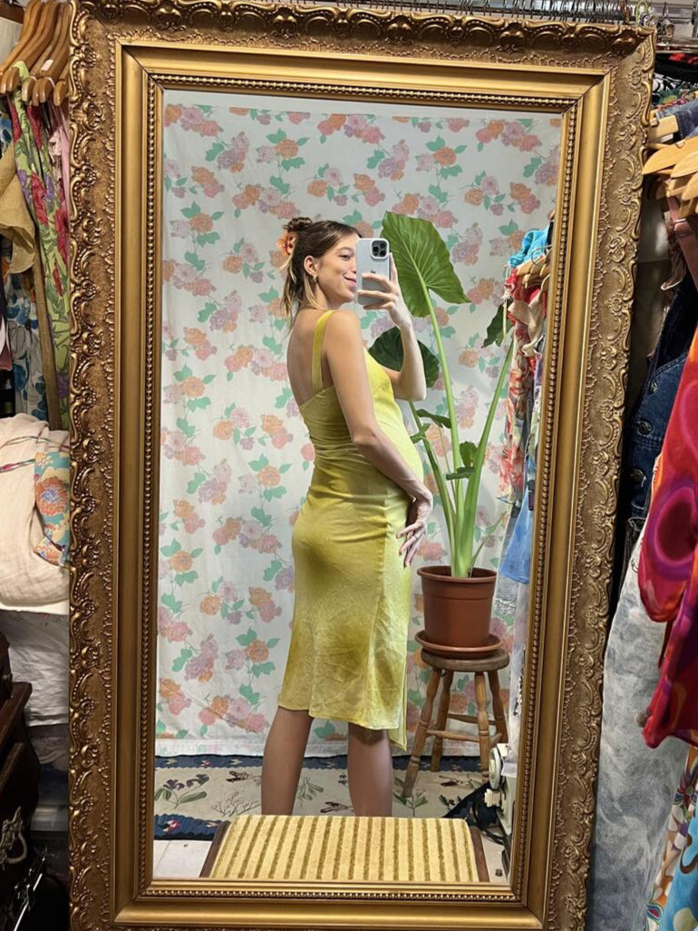 90's Lime Green Textured Dress