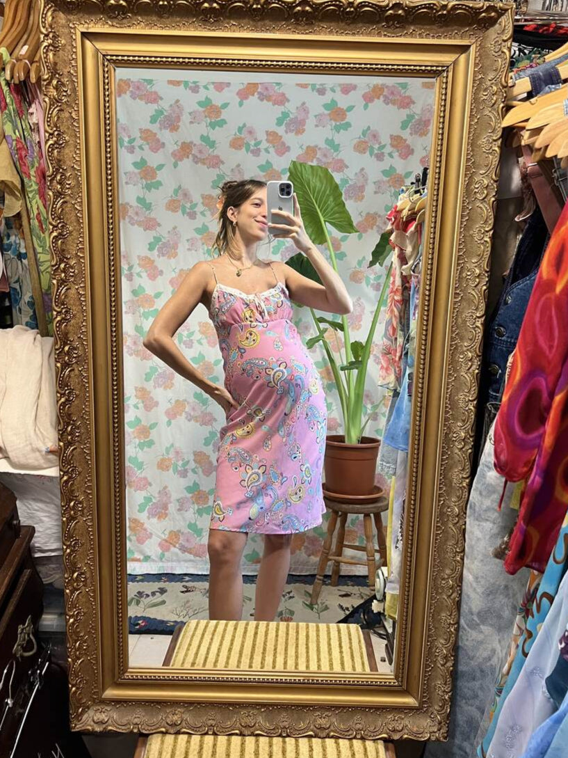 90's Pink Paisley Slip Dress