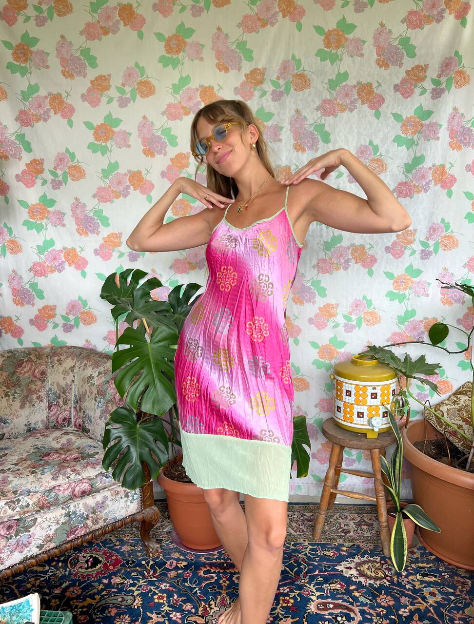 90's Pink Textured Slip Dress