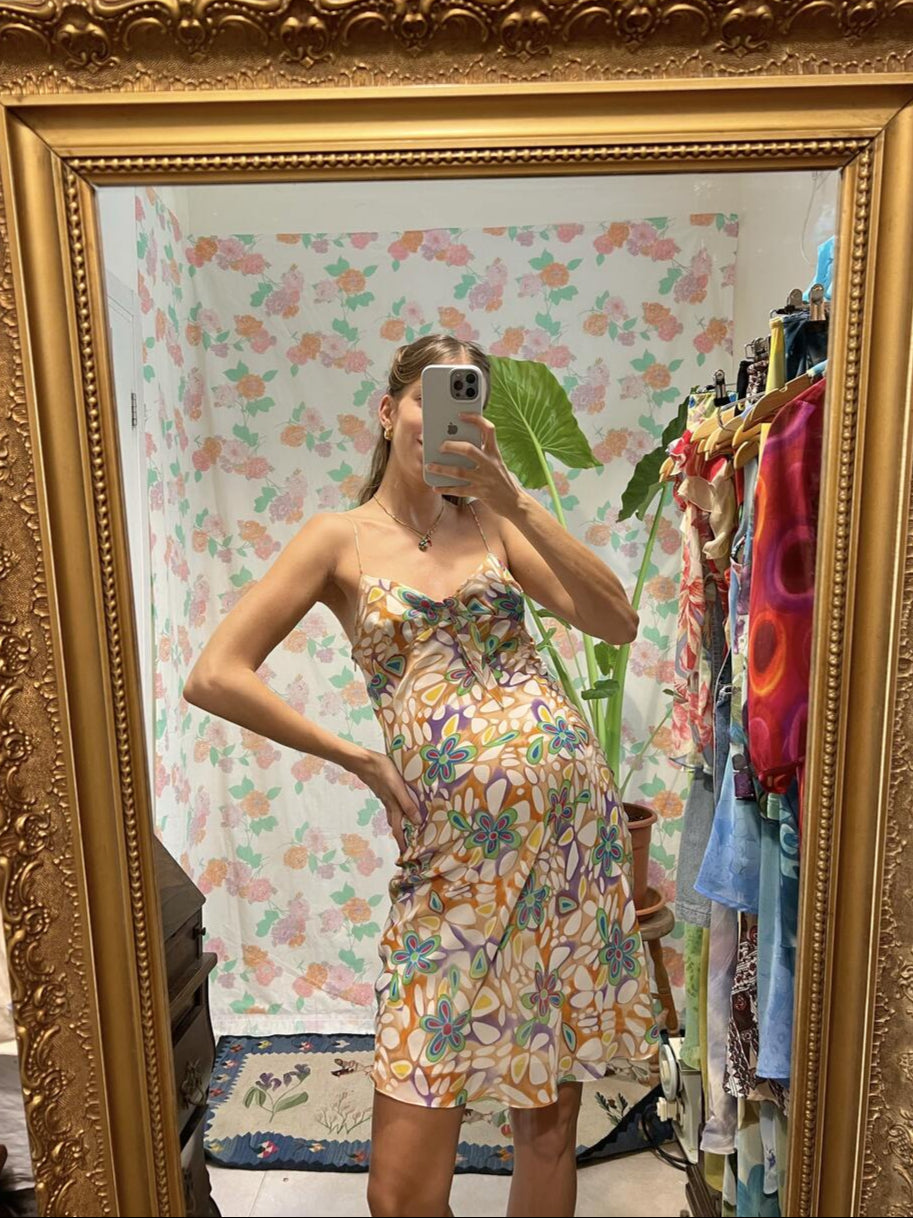 90's Colorful Printed Dress