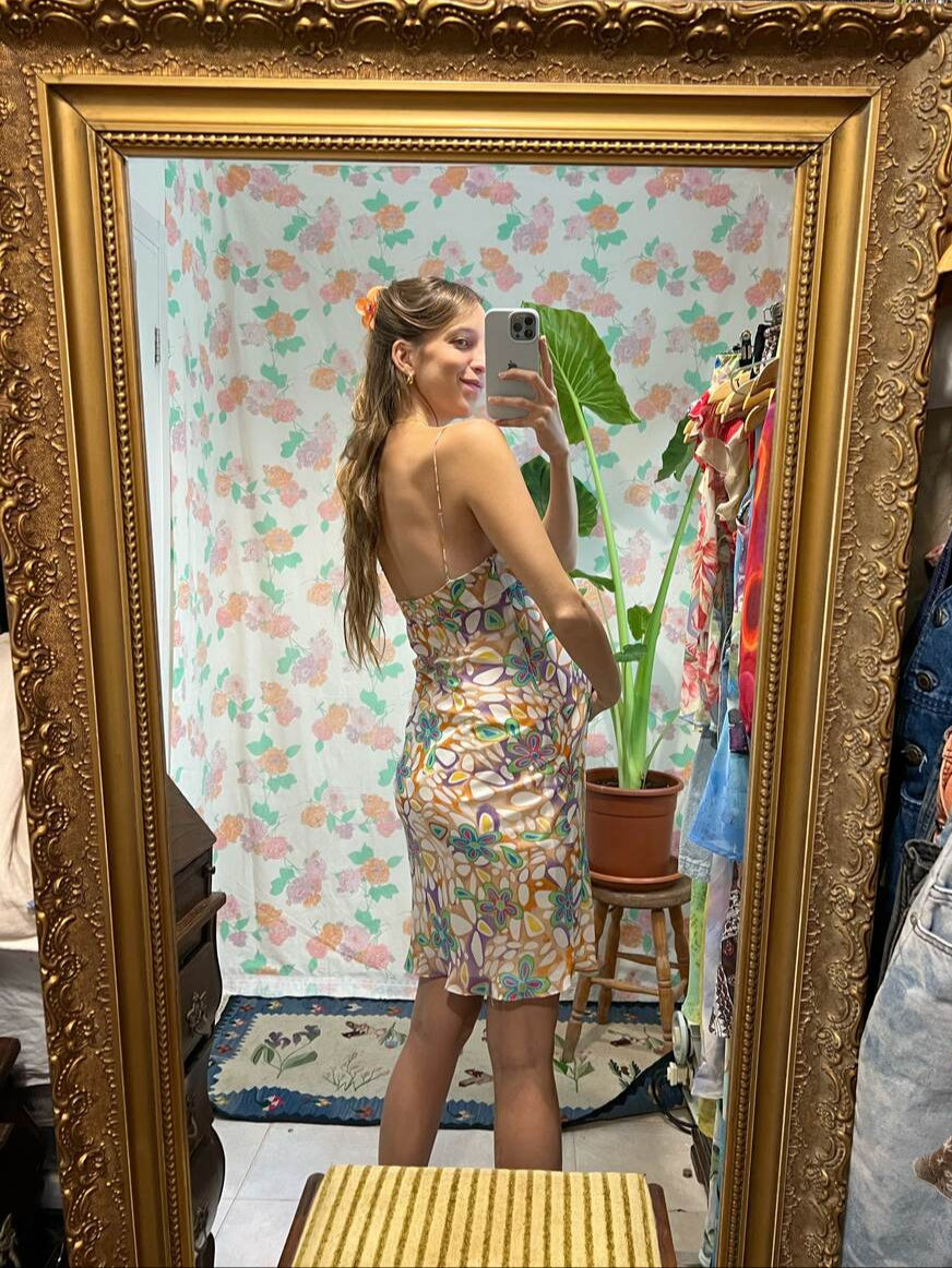 90's Colorful Printed Dress