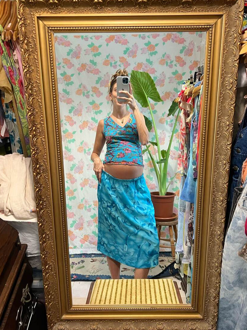 2000’s Blue Floral Skirt