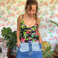 90's Black Flower Swimsuit