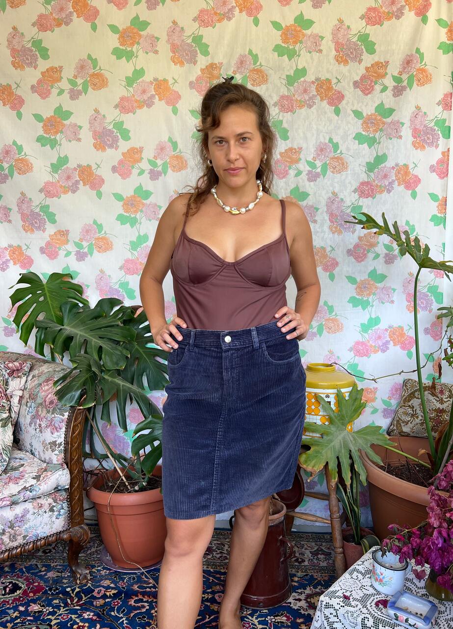 90's Blue Corduroy Skirt