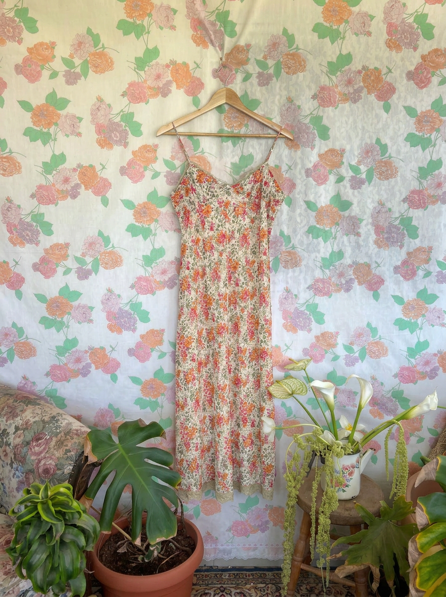 00's Floral Lace Slip Dress