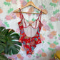 90's Red Floral Swimsuit