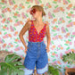 Red Flower Printed Swimsuit
