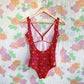 Red Flower Printed Swimsuit