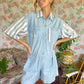 90's Denim Striped Jumpsuit