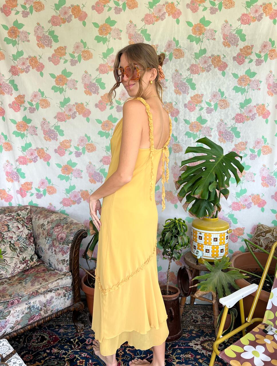 90's Yellow Fairy Slip Dress