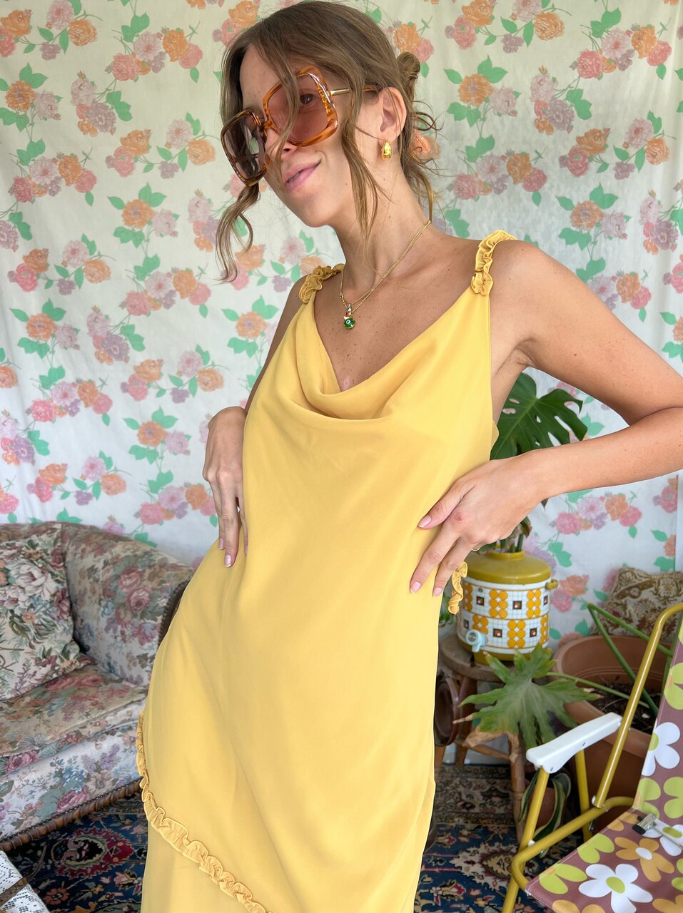 90's Yellow Fairy Slip Dress