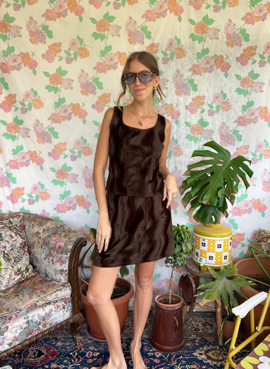 90's Brown Velvet Set